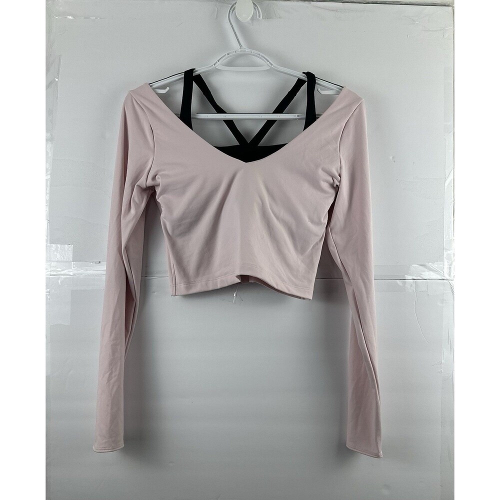 Gilly Hicks Active Boost Women's Pink Long Sleeve Crop Top Size M Built-In Bra